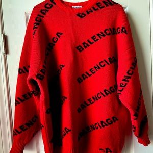 Red balenciaga oversized sweater size medium